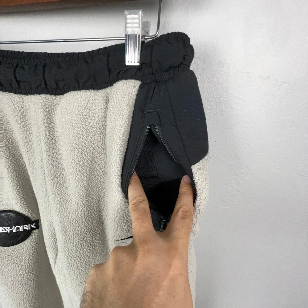 Gymshark Pants Mens S White Black Fleece Joggers Sherpa Mesh Lined Gym Athletic